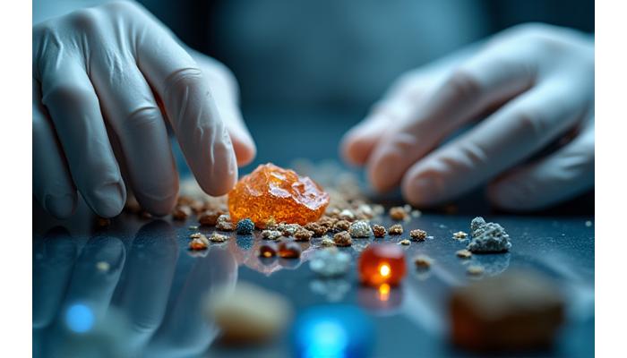 研究室で各種鉱物材料の性能試験を行う技術者